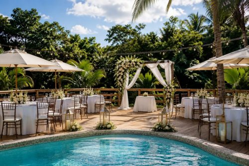 Poolside wedding
